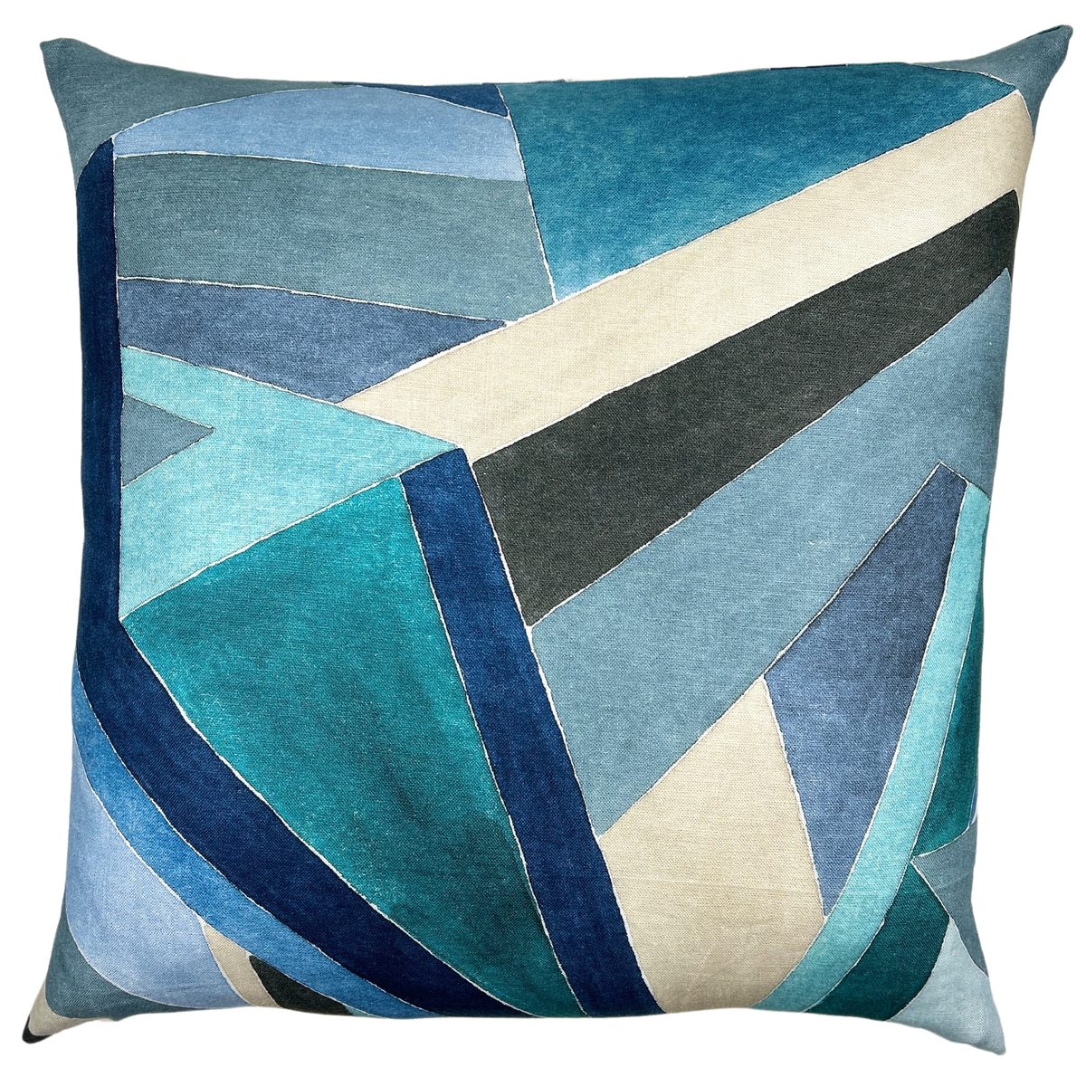 Piper Collection | Kathryn Blue Neutral Abstract Printed Pillow