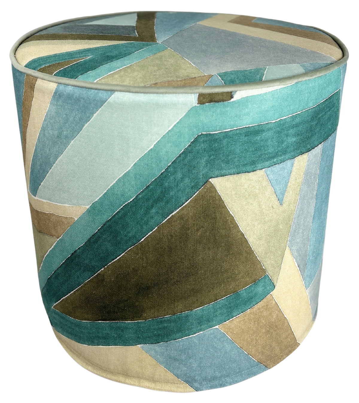 Piper Collection | Kathryn Perch Purple Orange and Green Geometric Ottoman